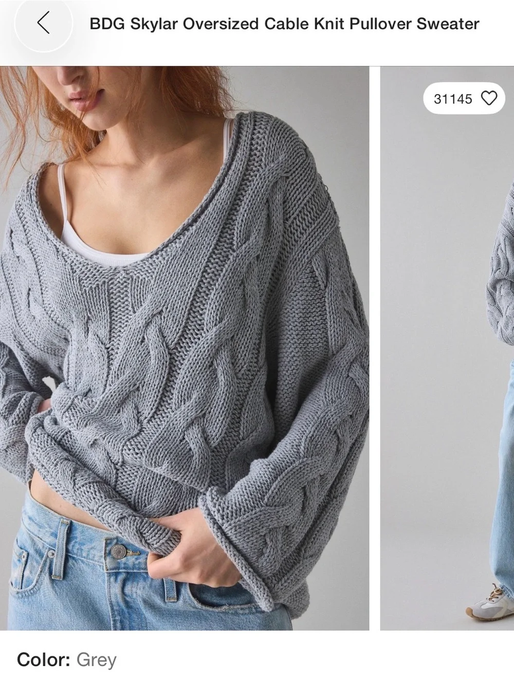 UO BDG Skylar Oversized Cable Knit Pullover Sweater - Size Small - Never Worn - Picture 6 of 8